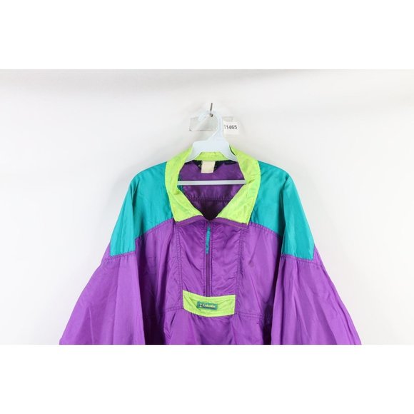 Vintage 90s Columbia Mens Size XL Distressed Spell Out Half Zip Pullover Jacket - Picture 2 of 10